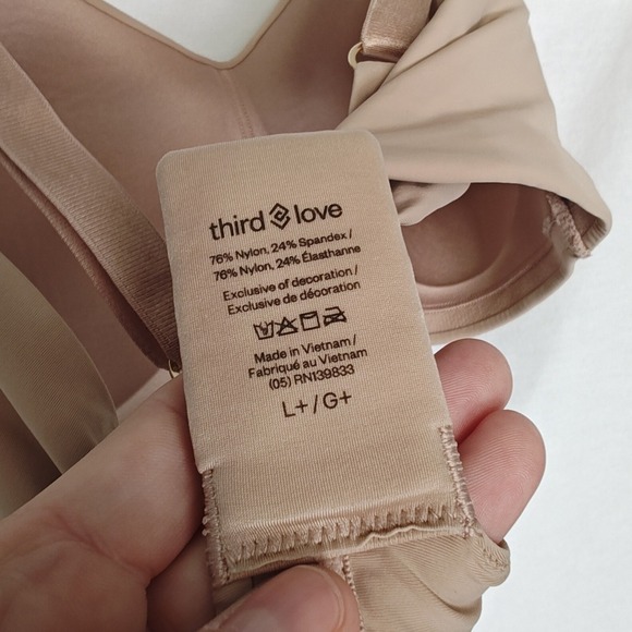 Thirdlove Bra 24/7 Classic Wireless Nude Tan Beige L+ G+ Microfiber Wire Free - Picture 5 of 6